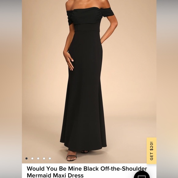 Lulu Black off the shoulder dress size Medium - Picture 2 of 7